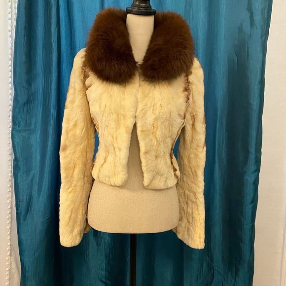 Tuleh trimmed chinchilla ana fox collar cropped jacket, XS - Picture 1 of 15
